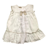 La Stupenderia Solid Color Sleeveless Dress With Contrasting Trim White For Newborn