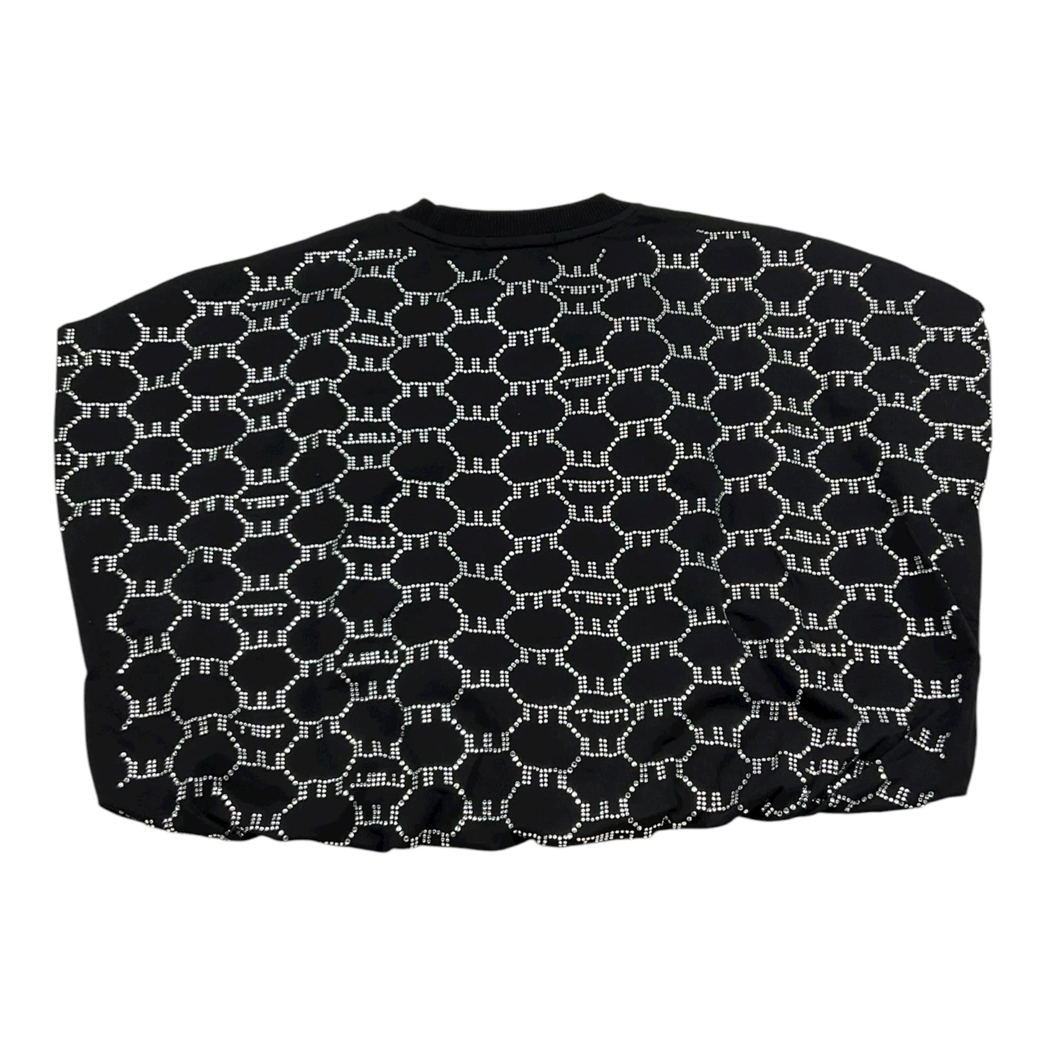 Met Felpa Giromanica Tinta Unita con Brillantini per Bambina ME243 NERO MET 