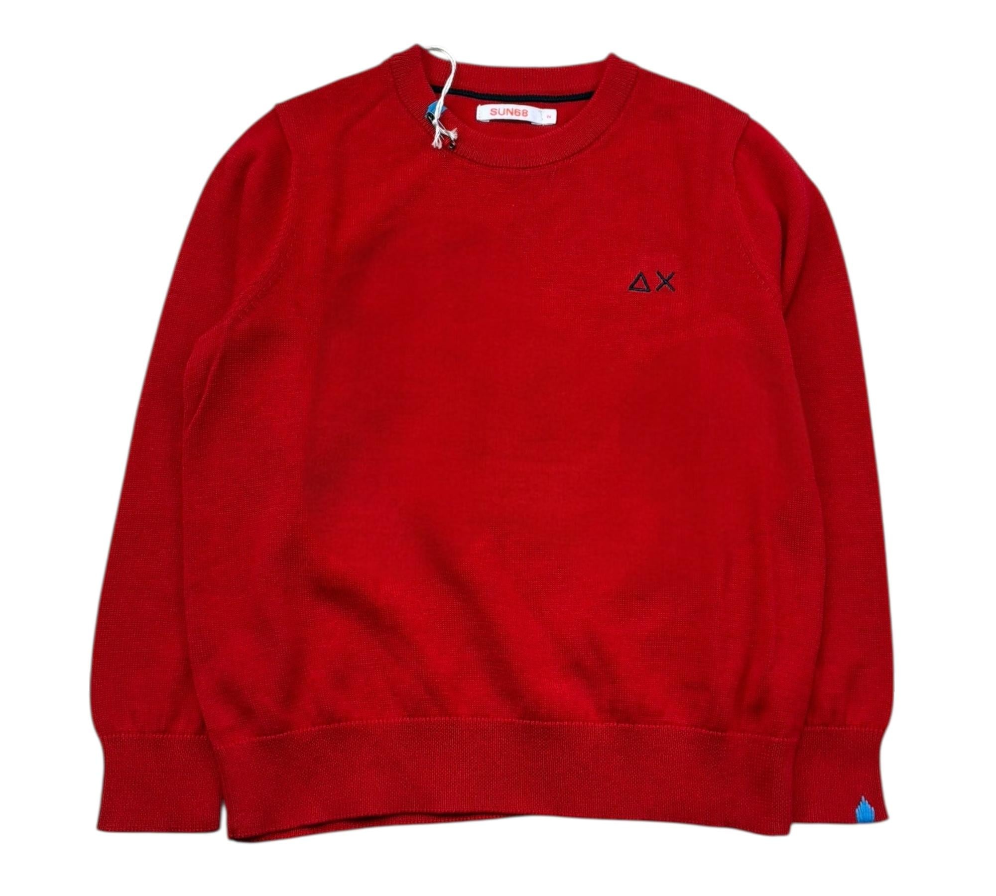 Sun68 Maglia Girocollo Tinta Unita con Logo per Neonato K33301N ROSSO SUN68 