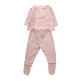 CALAMARO completo 2pz maglia-ghettina tinta unita con ricami Rosa per Neonata 17517 ROSA CALAMARO 