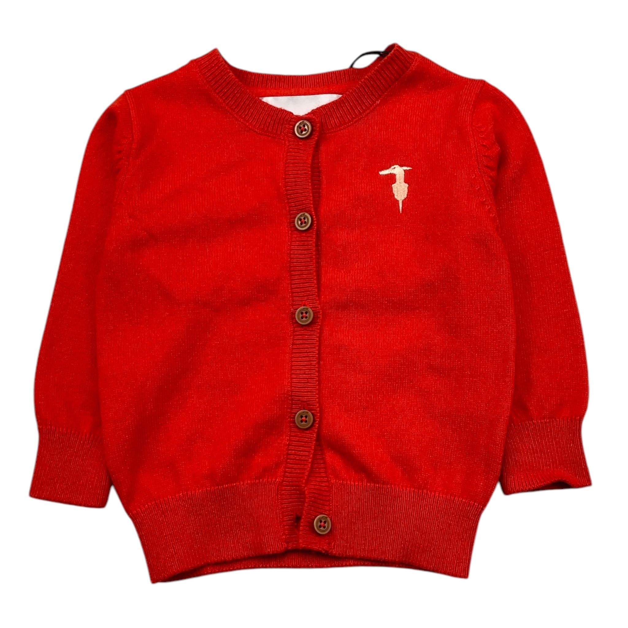 TRUSSARDI cardigan tinta unita con logo Rosso per Neonato TIA25010 ROSSO TRUSSARDI 