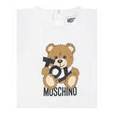 Moschino T-Shirt Girocollo Tinta Unita con Orso per Neonato MNM047N BIANCO MOSCHINO 
