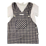 Barcellino Complete T-Shirt Dungarees Two-Tone With Blue Check Pattern For Newborn