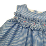 Malvi & Co Abito Giromanica Fantasia A Righe Azzurro per Neonata S25N135VEG AZZURRO MALVI & CO 