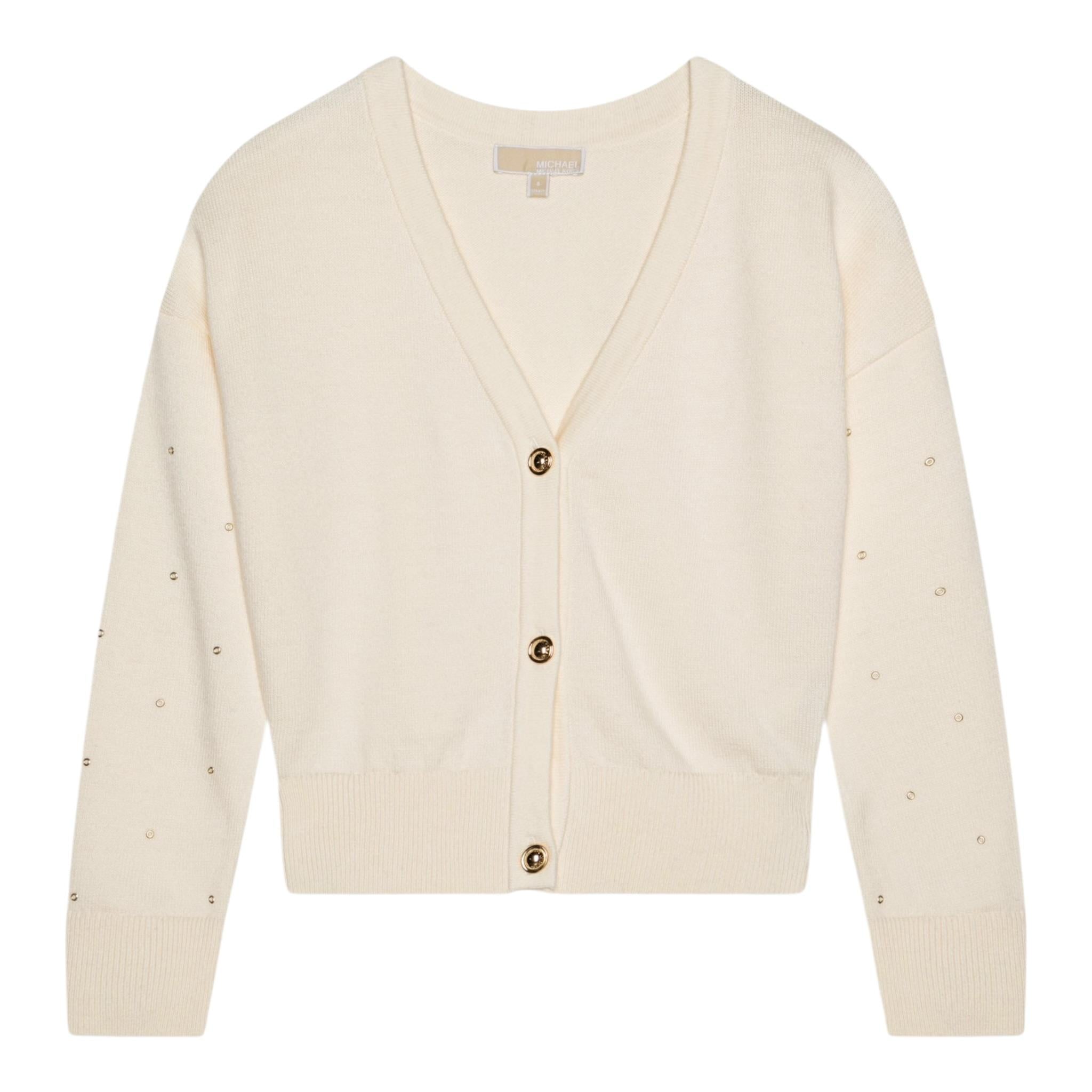 Michael Kors Cardigan Tinta Unita con Applicazioni per Bambina R30280 PANNA MICHAEL KORS 