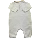 Little Bear Long Sleeve Onesie Solid Color With Contrast Embroidery White For Newborn