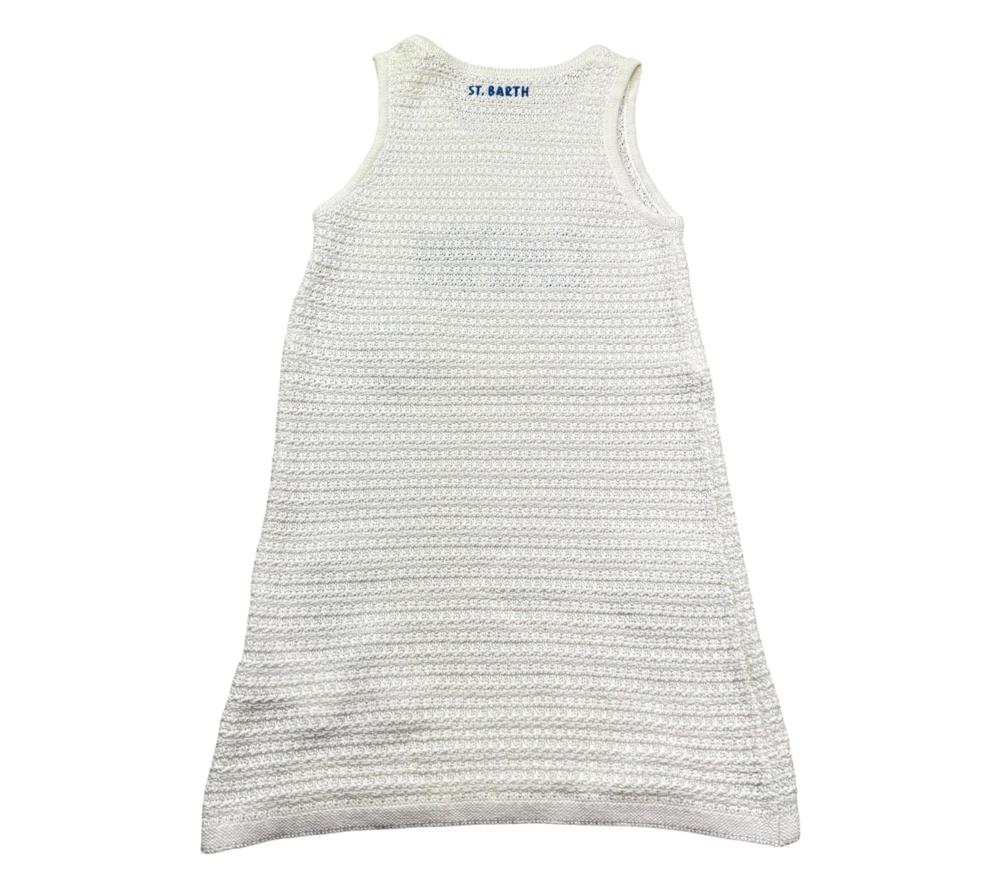 Saint Barth Abito Giromanica Tinta Unita con Ricami per Bambina AUDIE BIANCO SAINT BARTH 