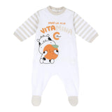 Chicco Long Sleeve Onesie Striped Pattern White/Beige For Newborn