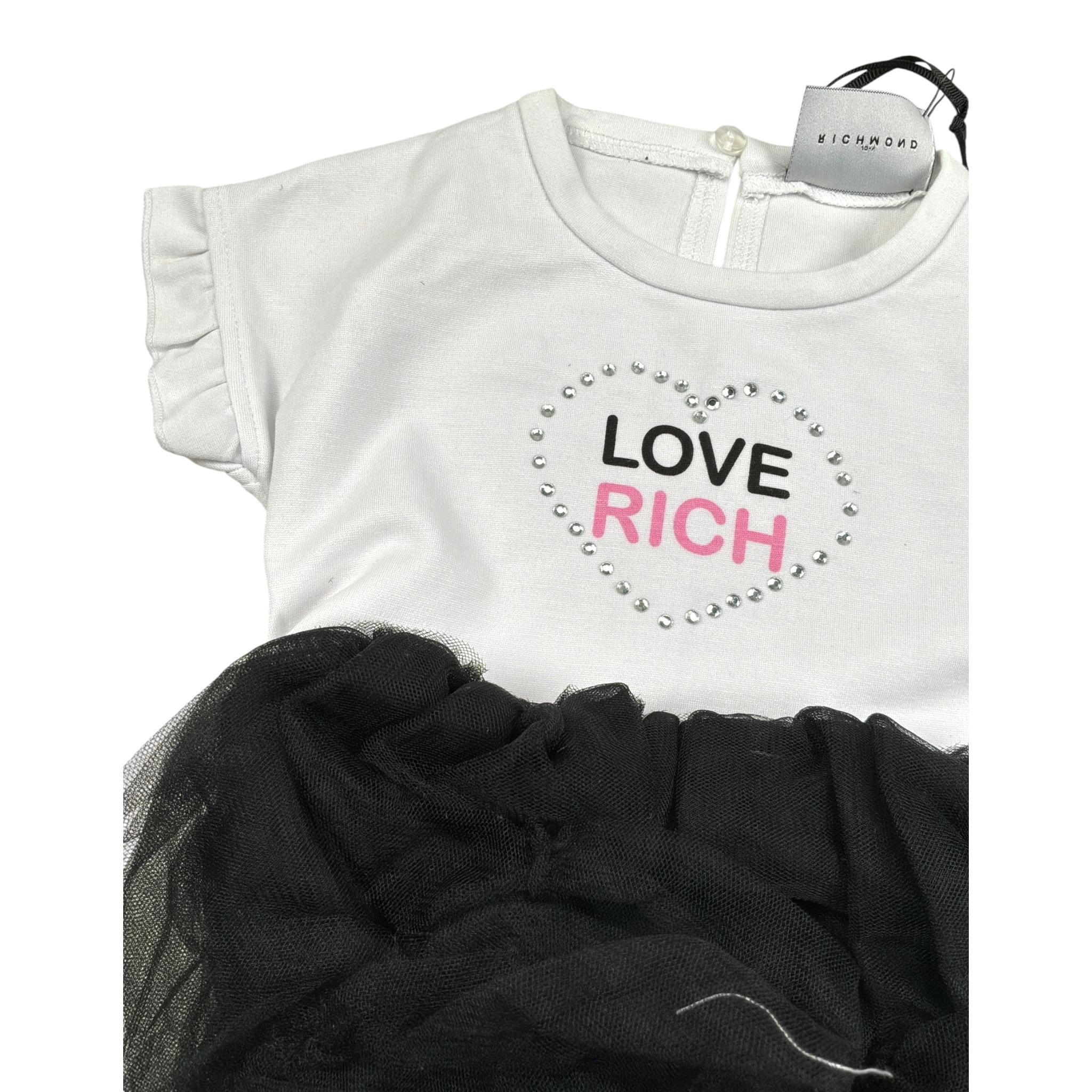 John Richmond Abito Mezza Manica Bicolore con Gonna Tulle E Cinturino Bianco/Nero per Neonata RIP24118CL BIANCO/NERO JOHN RICHMOND 