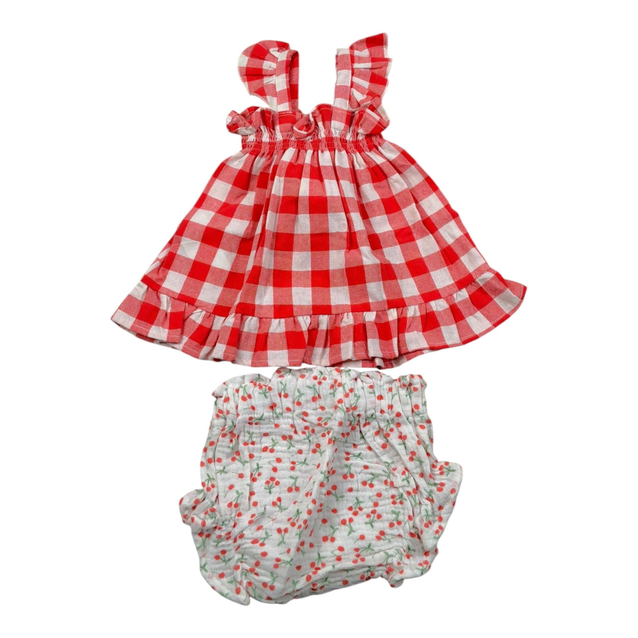 Petit Indi Completo 2 Pezzi Top-Coulotte Bicolore per Neonata SS25B0911 BIANCO/ROSSO PETIT INDI 