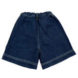 The Owl Denim Shorts Solid Color With Adjustable Waist Blue For Girls