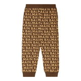 BALMAIN pantalone tuta tinta unita con stampe logo Beige per Bambino BT7Q40 BEIGE BALMAIN 