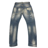 YES LONDON jeans tinta unita con girovita regolabile e strappi Azzurro per Bambino JR1083J AZZURRO YES LONDON 