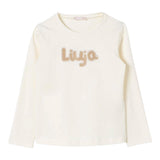 Liu Jo Shirt Tinta Unita Girocollo con Brillantini per Bambina KF4069 PANNA LIU JO 