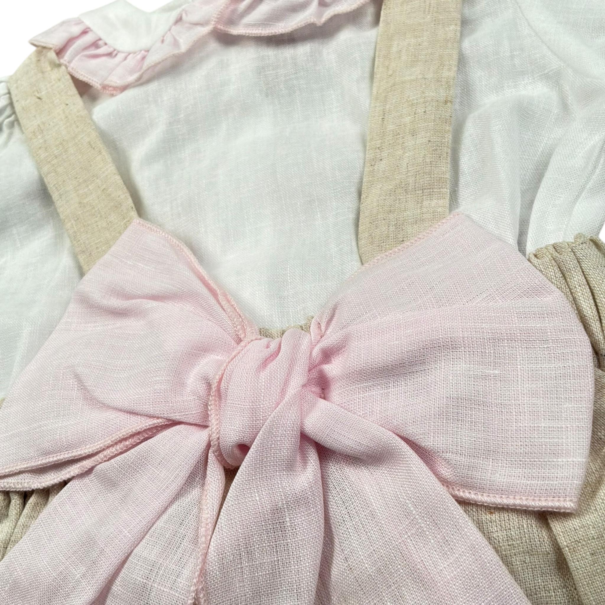 La Stupenderia Completo 2 Pezzi Body-Salopette Bicolore per Neonata TBCT54 BIANCO/BEIGE LA STUPENDERIA 