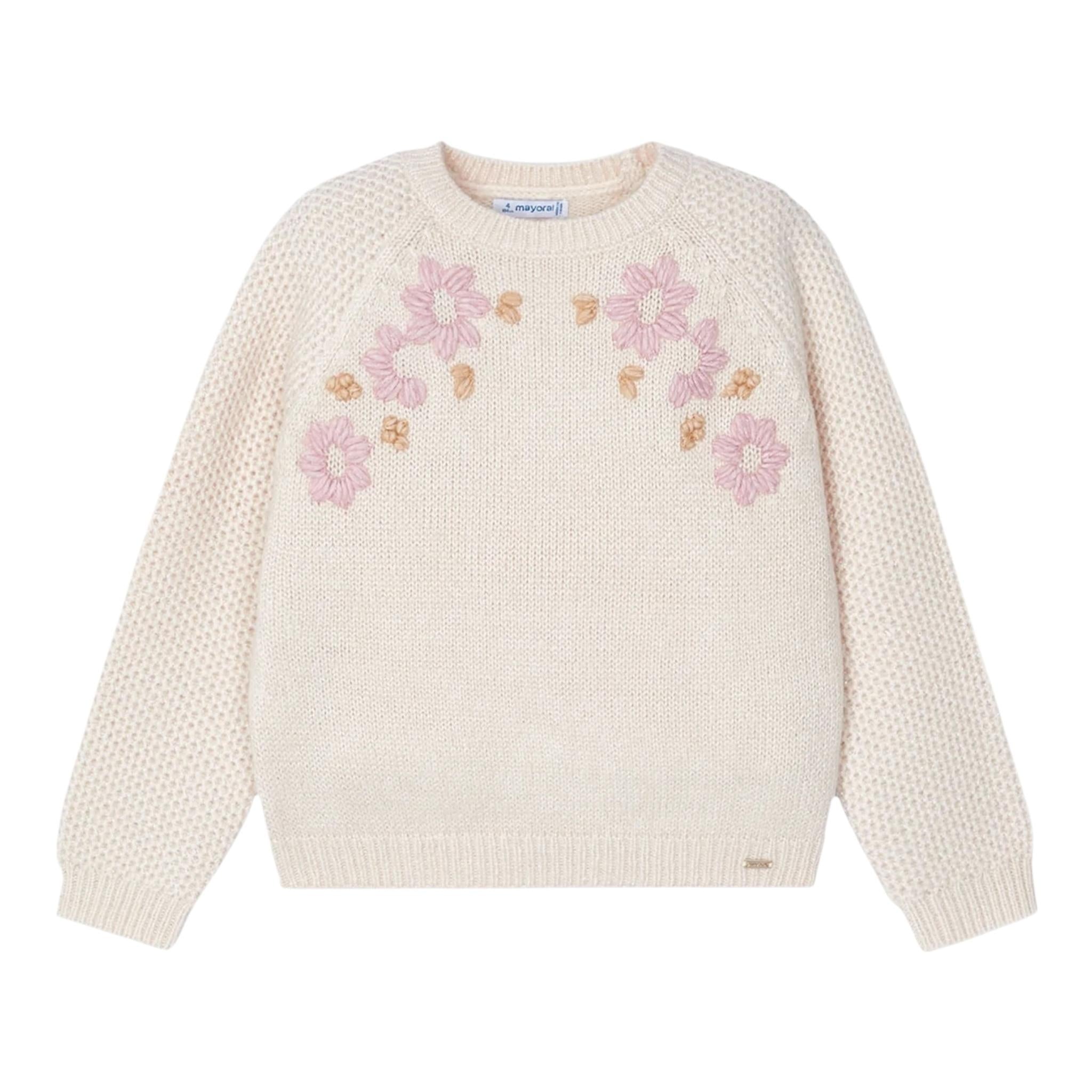 MAYORAL maglia girocollo tinta unita con ricami Beige per Bambina 4354X BEIGE MAYORAL 