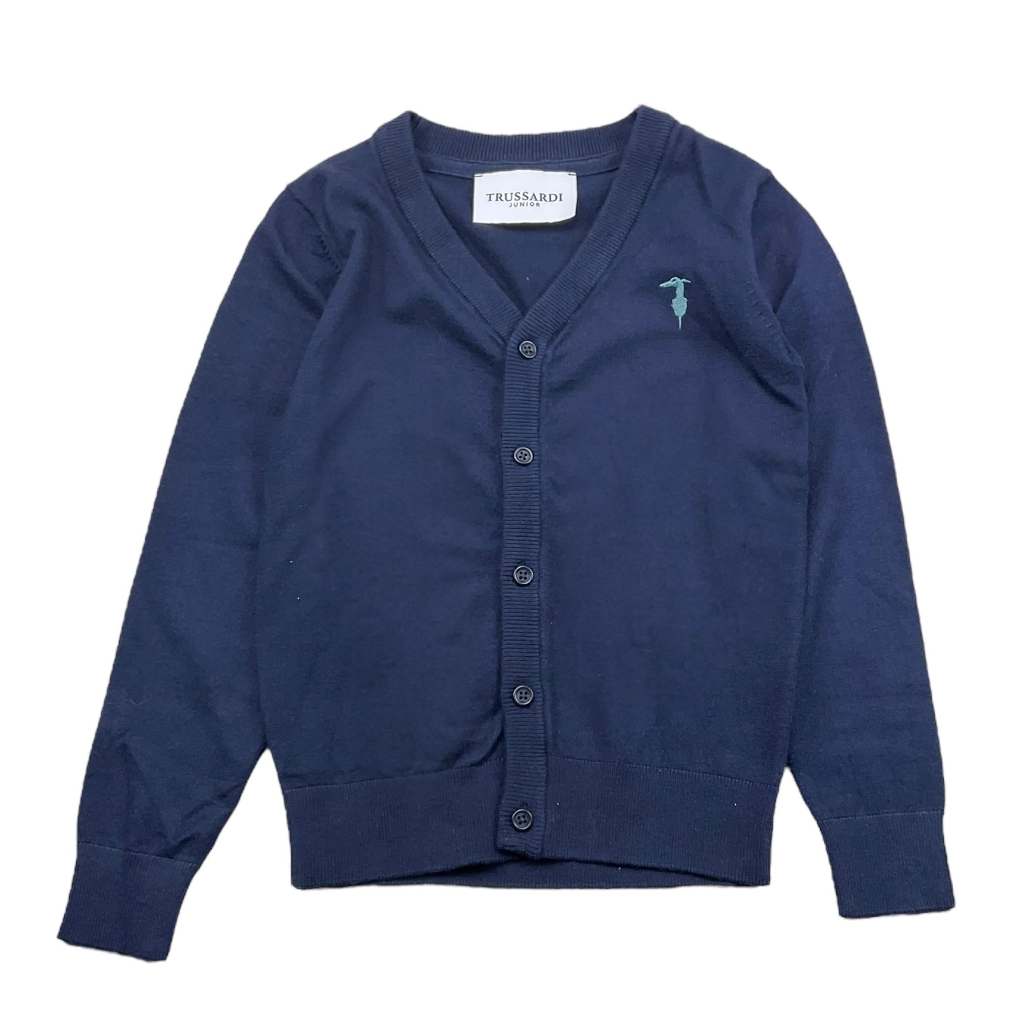 TRUSSARDI cardigan tinta unita con logo Blu per Bambino TBA25010CD BLU TRUSSARDI 