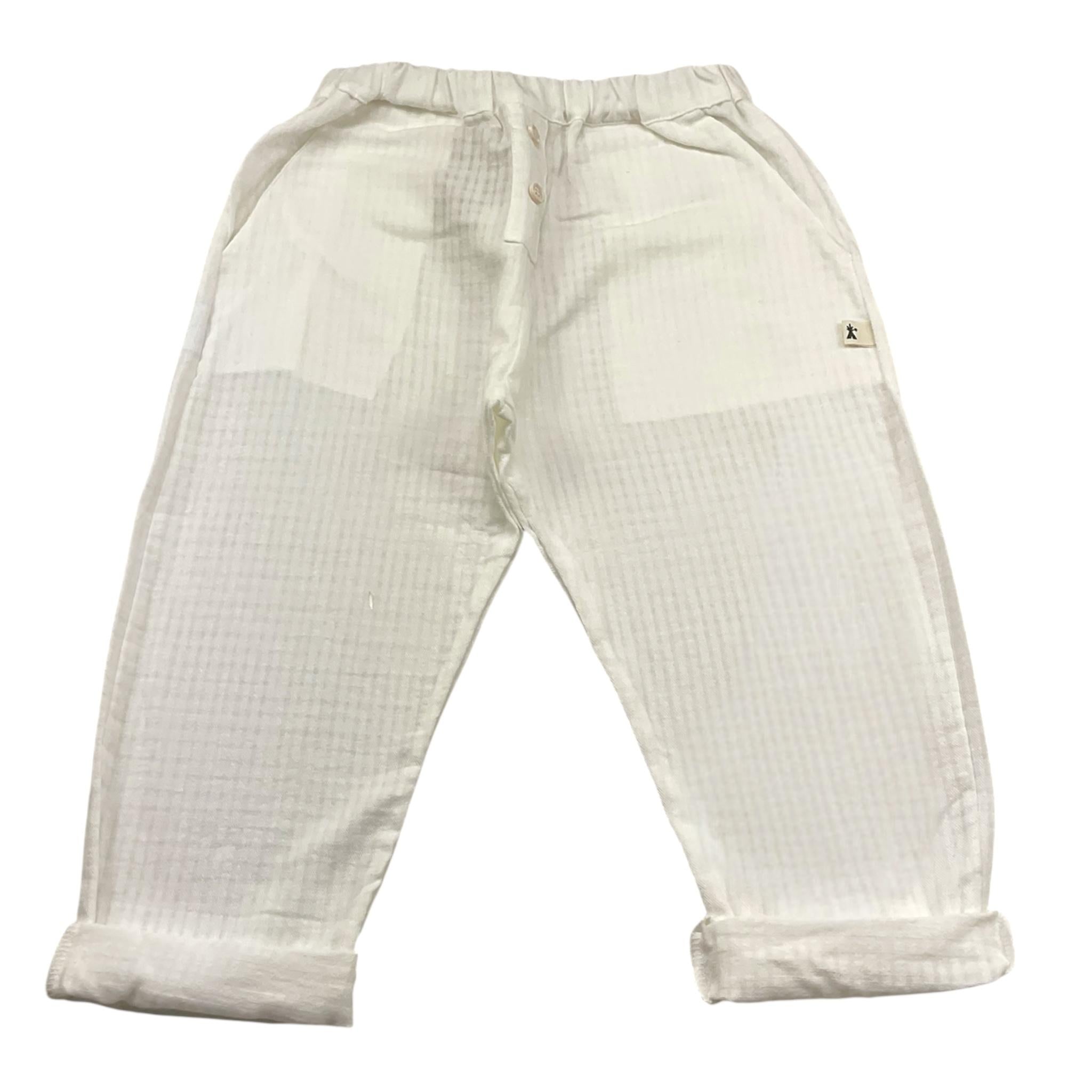 Petit Indi Pantalone Tinta Unita con Elastico In Vita per Bambino SS25BK8140 BIANCO PETIT INDI 
