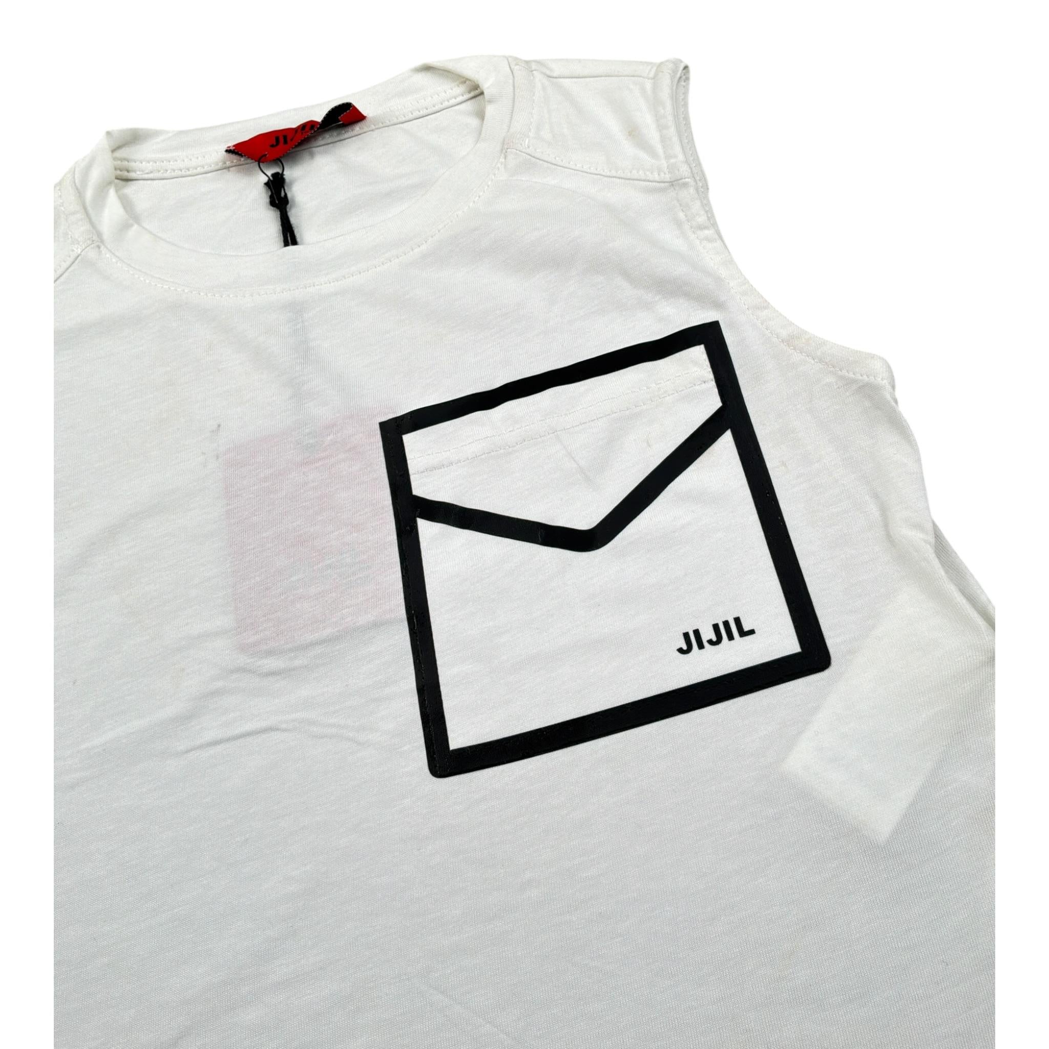 Jijil Canotta tinta unita con Stampa Bianco per Bambina JJE23TS088 BIANCO JIJIL 