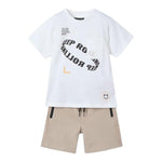 Mayoral Completo 2 Pezzi T-Shirt-Bermuda Bicolore per Bambino 3608 BIANCO/FANGO MAYORAL 
