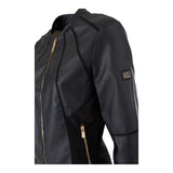Yes Zee Black Solid Color Zip Up Faux Leather Jacket For Girls