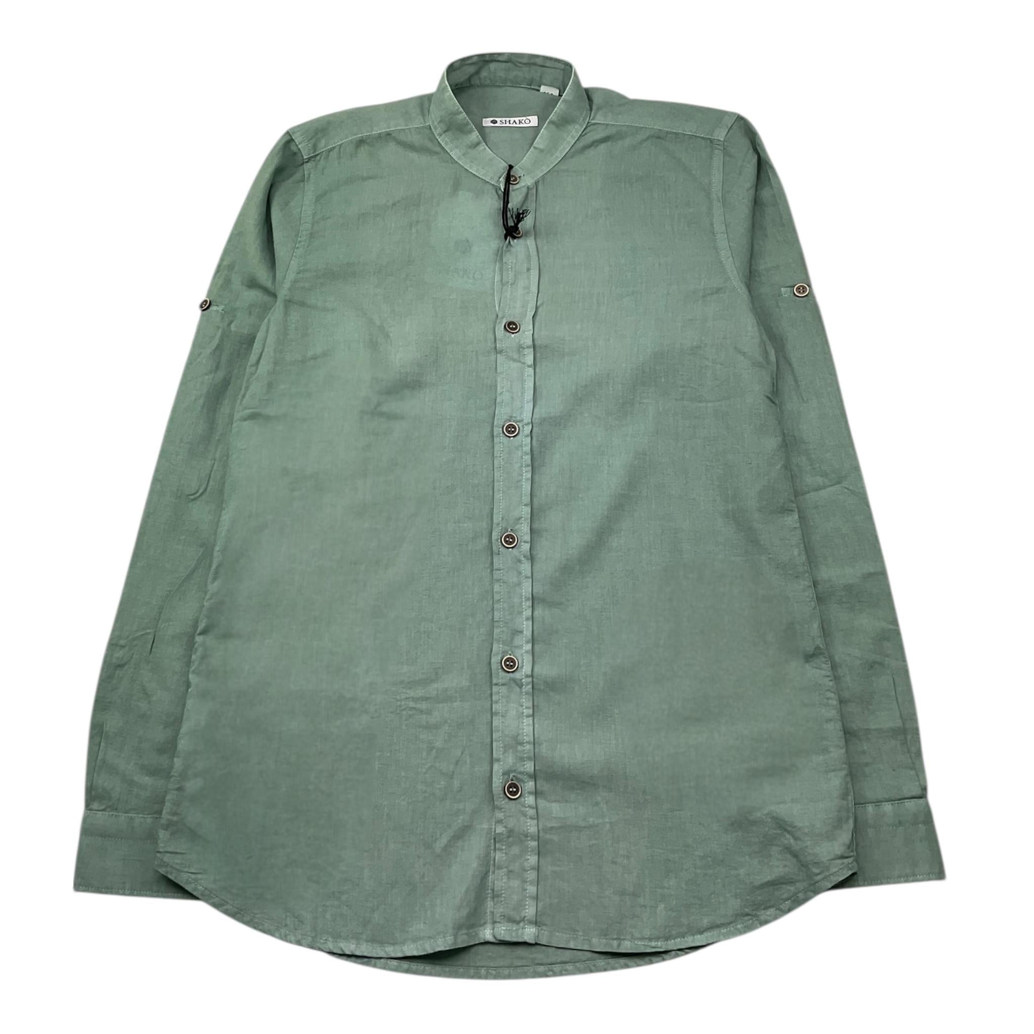 Shako' Camicia Manica Lunga Tinta Unita Collo Coreano per Bambino CSK0355J VERDE SHAKO' 