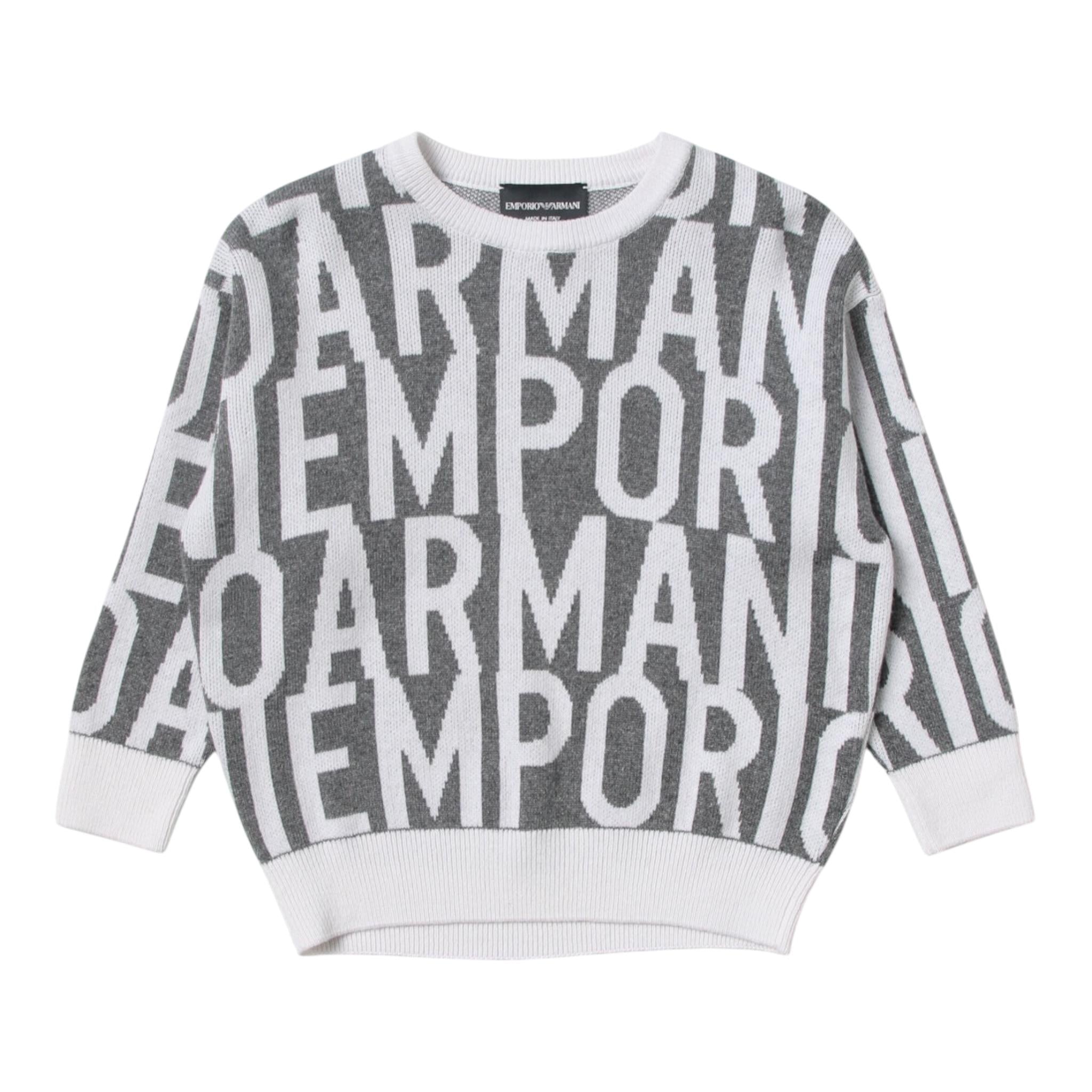 EMPORIO ARMANI maglia girocollo bicolore con logo Bianco/grigio per Bambino 6L4M59 BIANCO/GRIGIO EMPORIO ARMANI 