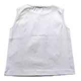 Mariuccia Solid Color Crew Neck Tank Top With Contrasting Applications White For Girls