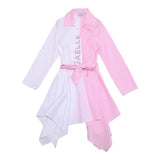 Gaelle Two-Tone White/Pink Long Sleeve Dress For Girls