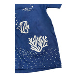Carre'Ment Beau T-Shirt Crew Neck Solid Color With Contrast Print Blue For Newborns