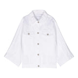 Ermanno Scervino Plain Jacket With Embroidery And Wide Sleeves White For Girls