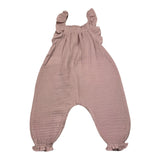 Yoedu Solid Color Ruffled Pink Overalls for Baby Girls