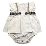 Barcellino Plain Half Sleeve Romper With Bows White For Newborn