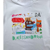 Daniele Alessandrini Solid Color Crew Neck T-Shirt with White Print for Newborns