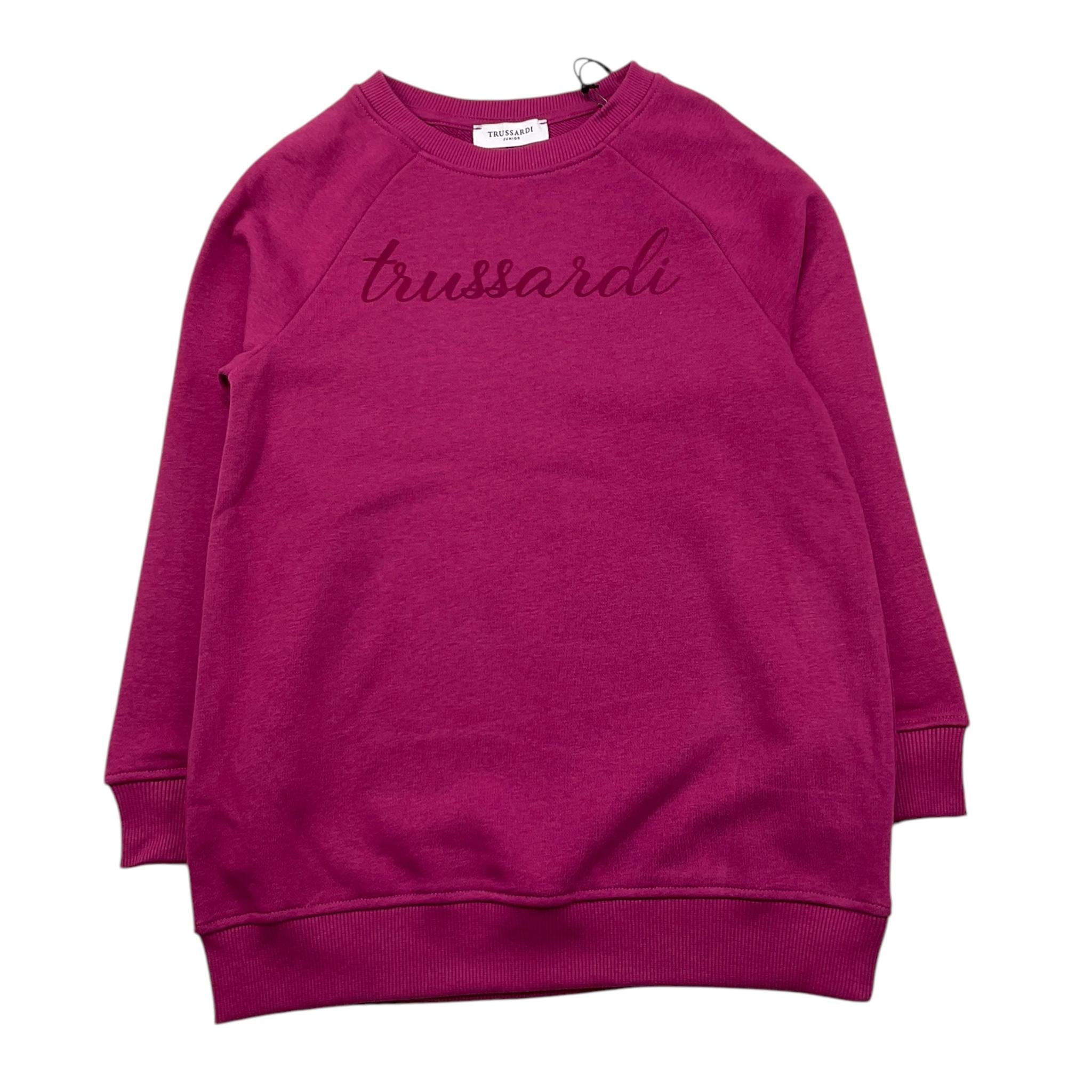 TRUSSARDI abito felpa girocollo tinta unita con logo Fuxia per Bambina TGA25012VE FUXIA TRUSSARDI 