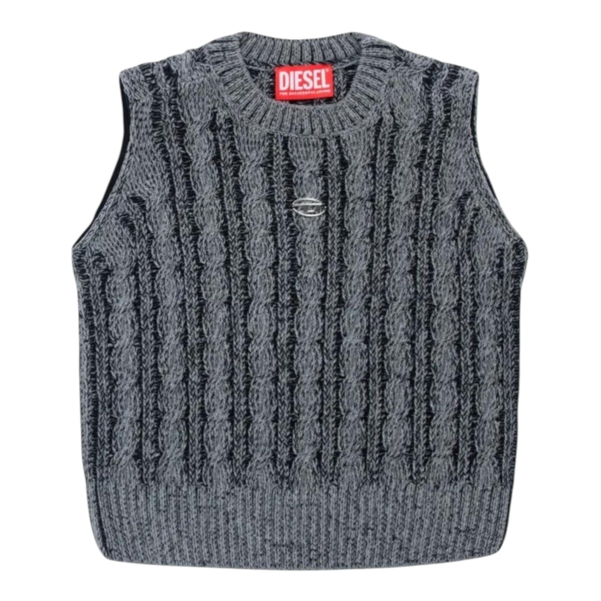 DIESEL gilet tinta unita con logo Grigio per Bambina J01973 GRIGIO DIESEL 