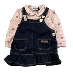 MOSCHINO completo 2pz salopette-camicia Rosa per Neonata MDK036 ROSA MOSCHINO 