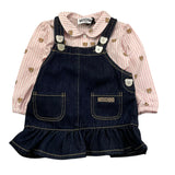 MOSCHINO completo 2pz salopette-camicia Rosa per Neonata MDK036 ROSA MOSCHINO 