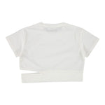 Manila Grace T-Shirt Girocollo Tinta Unita con Stampa per Bambina 148TMJS25 BIANCO MANILA GRACE 