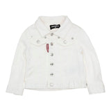 Dsquared2 Solid Color Denim Jacket With Pockets White For Boys