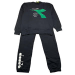 DIADORA completo 2 pezzi felpa-pantalone tuta tinta unita Nero per Bambino F4DIJBTP119 NERO DIADORA 