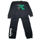 DIADORA completo 2 pezzi felpa-pantalone tuta tinta unita Nero per Bambino F4DIJBTP119 NERO DIADORA 