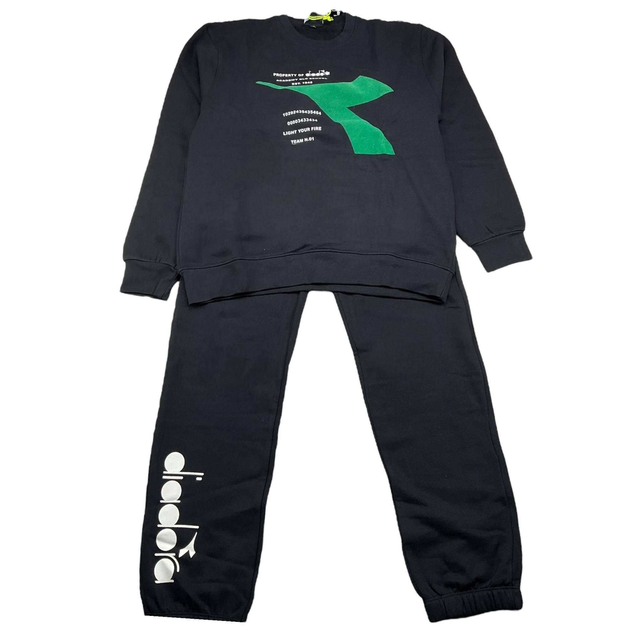 DIADORA completo 2 pezzi felpa-pantalone tuta tinta unita Nero per Bambino F4DIJBTP119 NERO DIADORA 