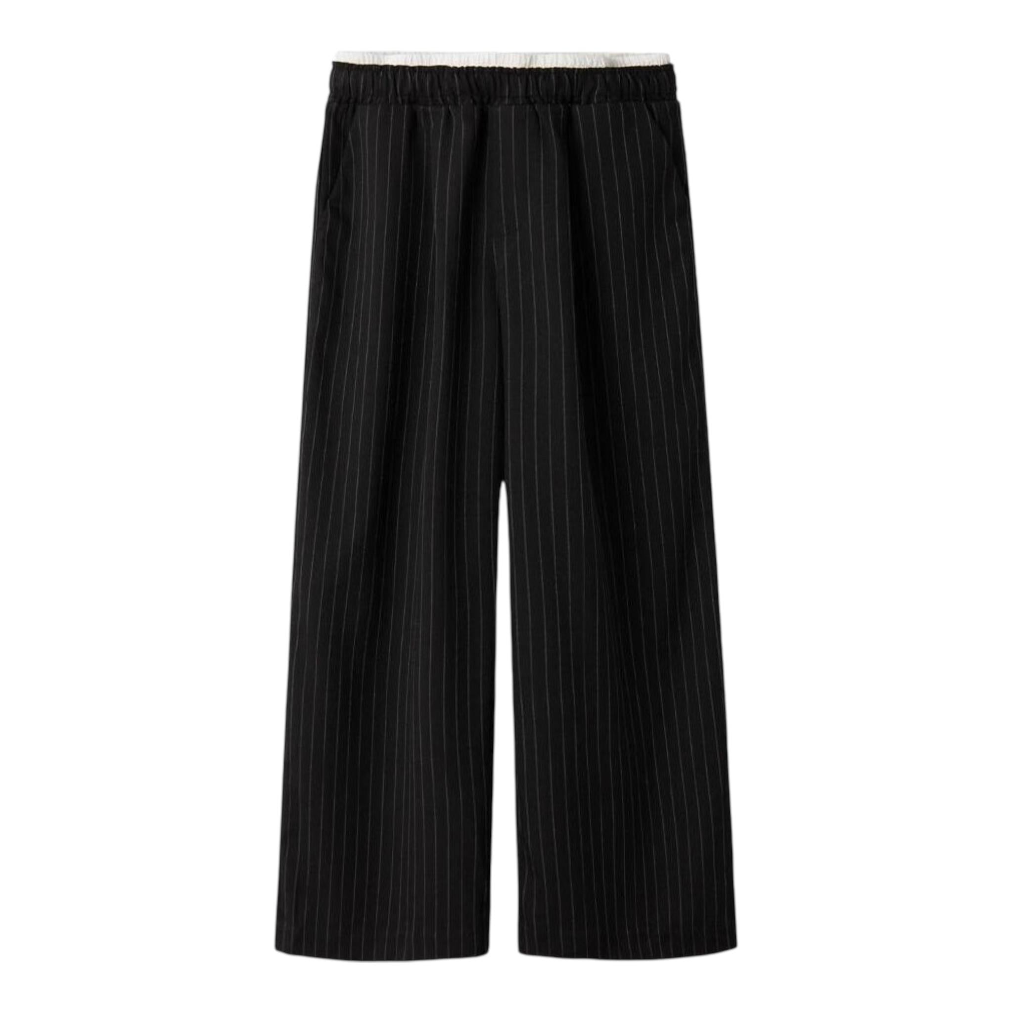 Name It Pantalone tinta unita con Elastico In Vita E Fantasia A Righe Nero per Bambina 13240352 NERO NAME IT 