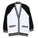 Balmain Two-Tone Button Up Sweatshirt Black/White For Boys