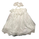 Mimisol Plain Dress With White Openwork Embroidery For Girls