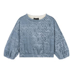Emporio Armani Felpa Chiusa Girocollo Tinta con Logo per Bambina 3D3M02 BLU EMPORIO ARMANI 