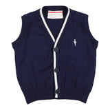 Cesare Paciotti Solid Color Vest with Contrasting Blue Trim for Newborns