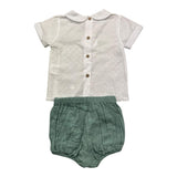 Babidu 2 Piece Set Shirt-Pants White/Green For Newborn