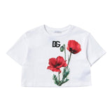 DOLCE & GABBANA t-shirt girocollo tinta unita con rose Bianco per Bambina L5JTHY BIANCO DOLCE & GABBANA 